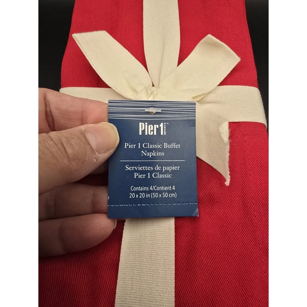Pier 1 Imports Christmas Red Classic Buffet Cotton Napkins Set of 4
